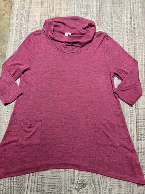 Misia Magenta Heather Long Sleeve Sweater Top with Pockets